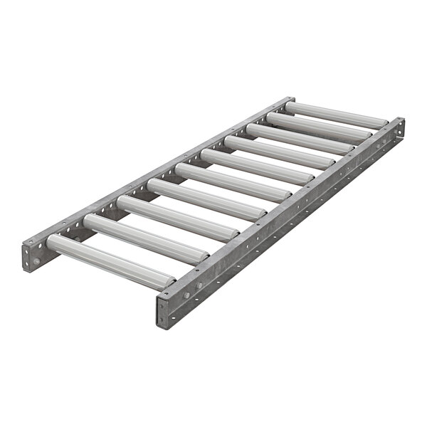An Omni Metalcraft roller conveyor with galvanized steel rollers.
