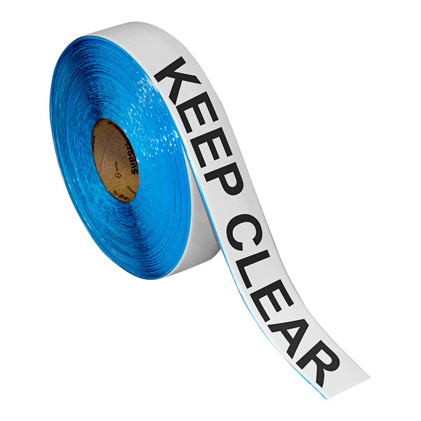 A roll of white tape with black text reading "Keep Clear"