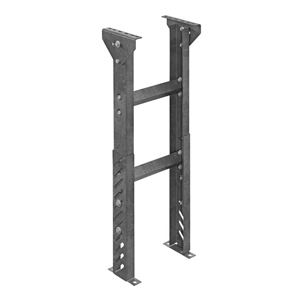 Metal Omni Metalcraft conveyor support brackets with adjustable height and screws.