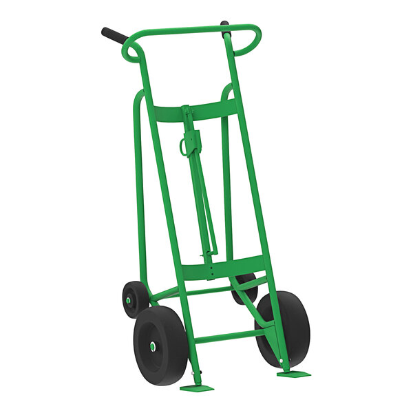 A green Valley Craft steel drum hand truck with black wheels.