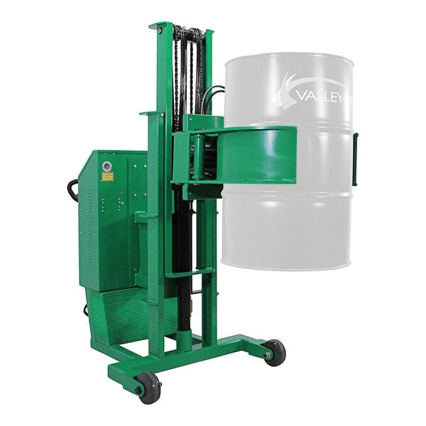 A green Valley Craft counterweighted lift with a white drum on it.