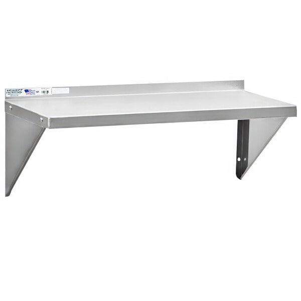 An aluminum New Age solid wall shelf.