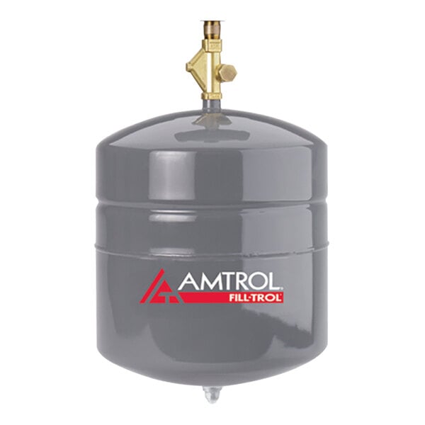 An Amtrol grey cylinder with a valve.