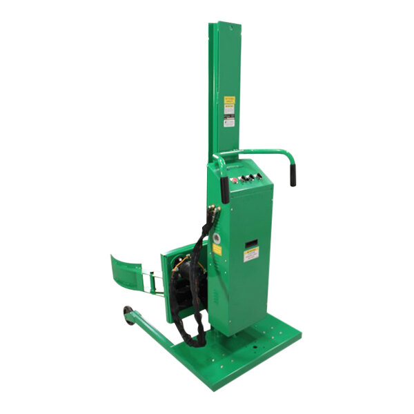 A green Valley Craft steel straddled lift with a green grip handle.