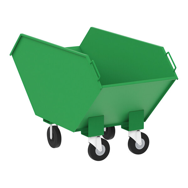 A green Valley Craft 4-wheel chip truck with black wheels.