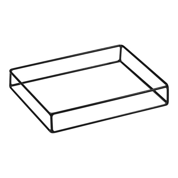 A black rectangular iron display riser.