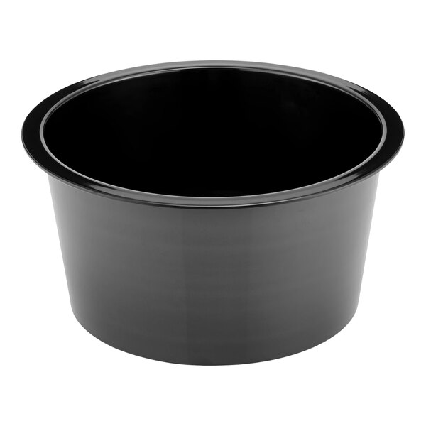 A black plastic bowl with a white background.