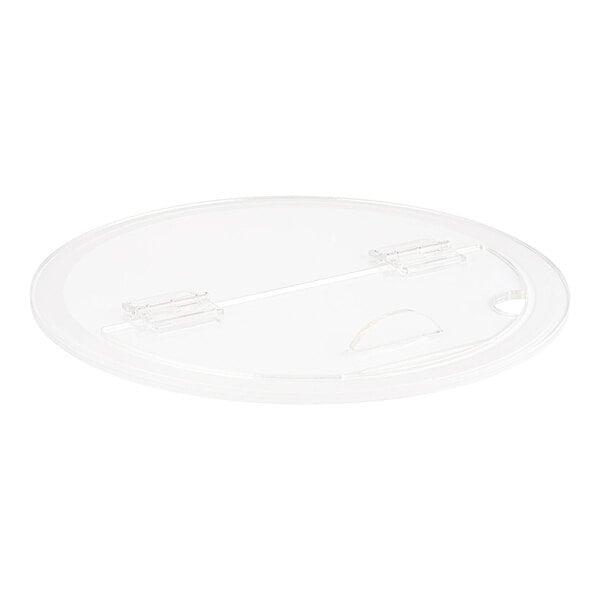 A clear melamine lid with two handles.