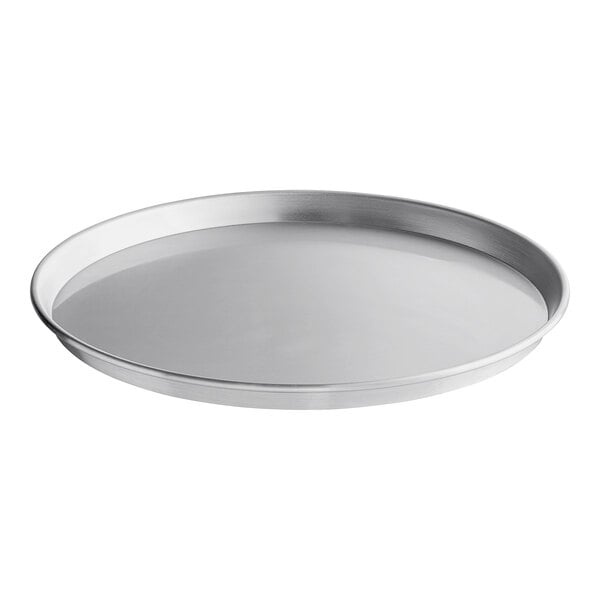 A close-up of a silver Choice deep dish pizza pan.