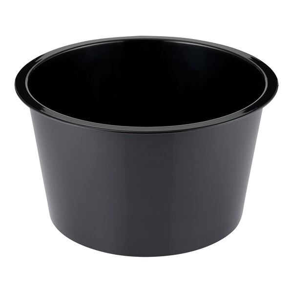 A black melamine bowl with a black rim.