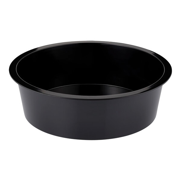 A black round Dalebrook melamine bowl.