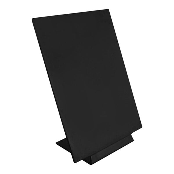 A black Dalebrook chalkboard stand with a black chalkboard on it.