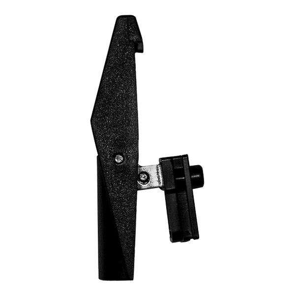 A black plastic clip with a metal handle for Lavex backpack vacuums.