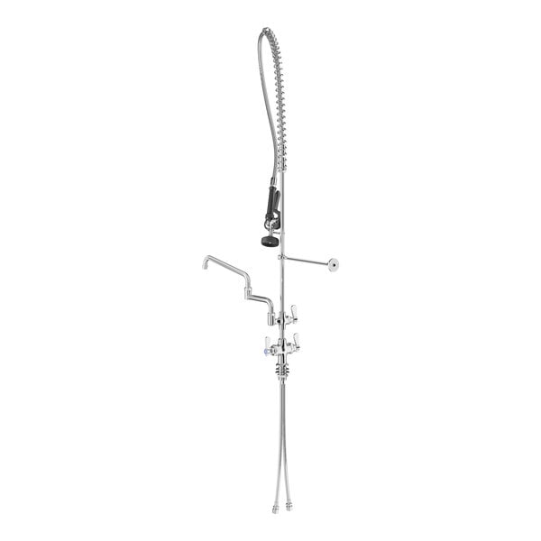 A Regency pre-rinse faucet with a double-jointed add-on faucet hose.