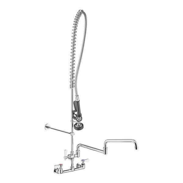 Regency 1.15 GPM Wall-Mounted Pre-Rinse Faucet with 8" Centers and 24" Double-Jointed Add-On Faucet