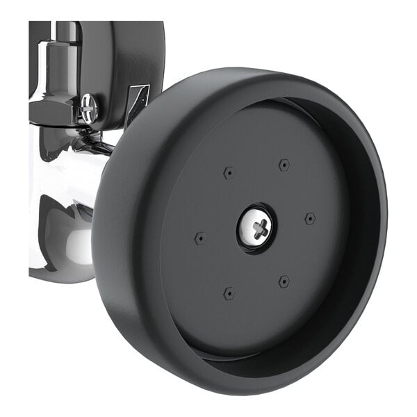 A black and white wheel with a black rim on a white background.