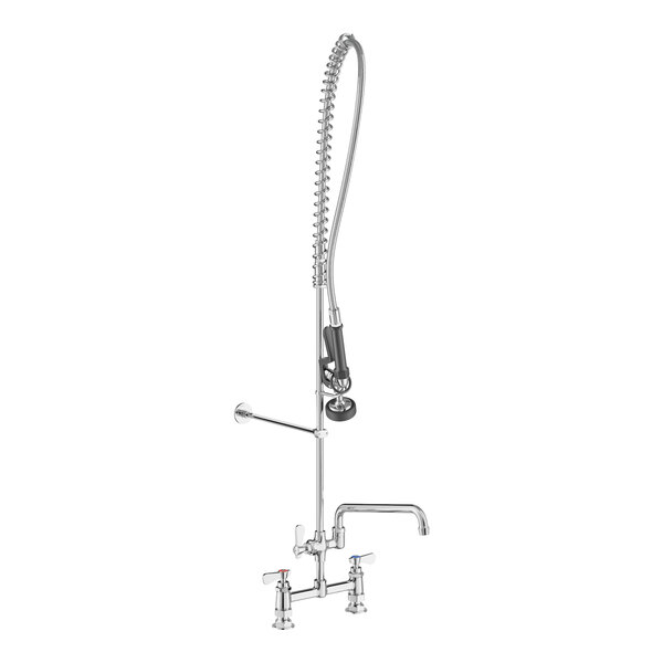 A Regency chrome deck-mounted pre-rinse faucet with a hose.