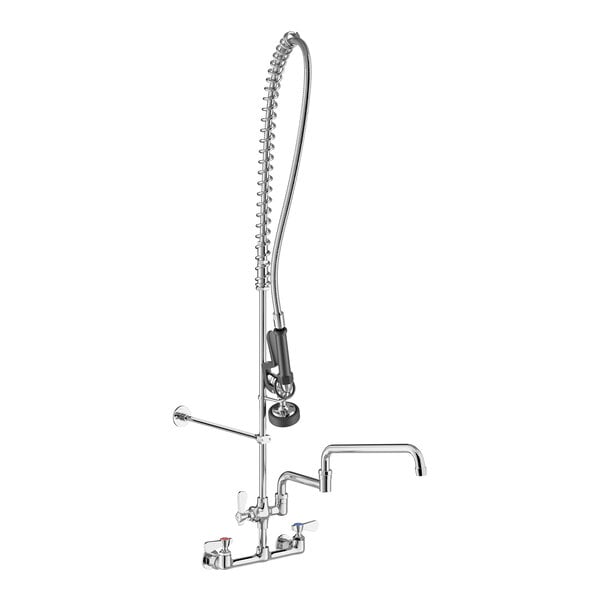 Regency 1.15 GPM Wall-Mounted Pre-Rinse Faucet with 8" Centers and 18" Double-Jointed Add-On Faucet