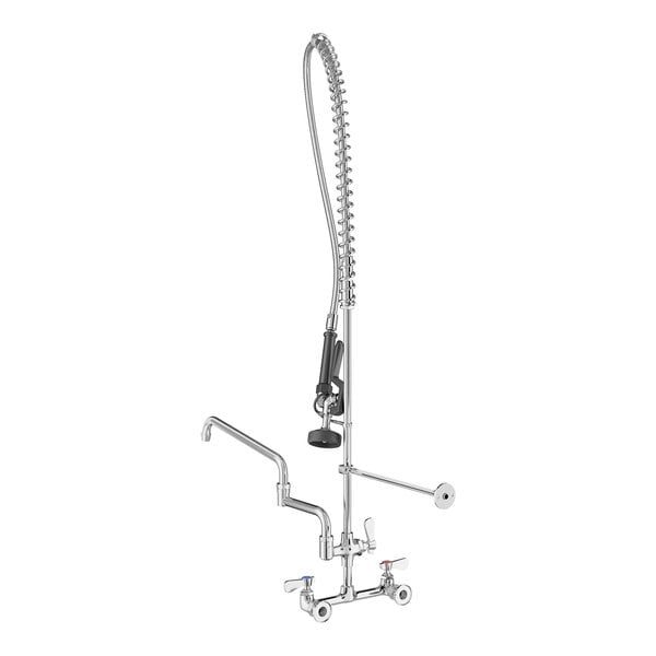 Regency 1.15 GPM Wall-Mounted Pre-Rinse Faucet with 8" Centers and 18" Double-Jointed Add-On Faucet