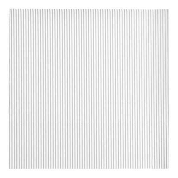 A white square of corrugated paper with gray lines.