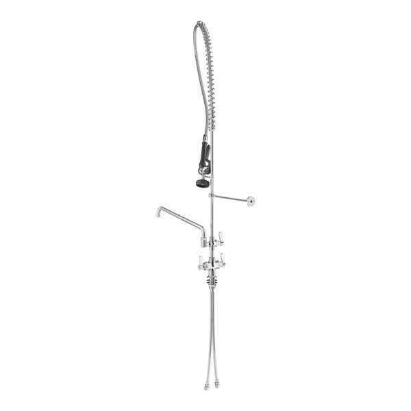 A Regency deck-mounted pre-rinse faucet with a hand-held hose.