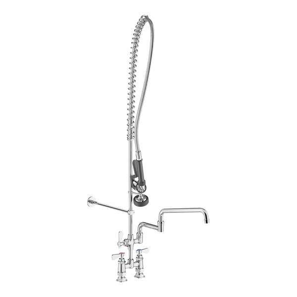 Regency 1.15 GPM Deck-Mounted Pre-Rinse Faucet with 4" Centers and 18" Double-Jointed Add-On Faucet