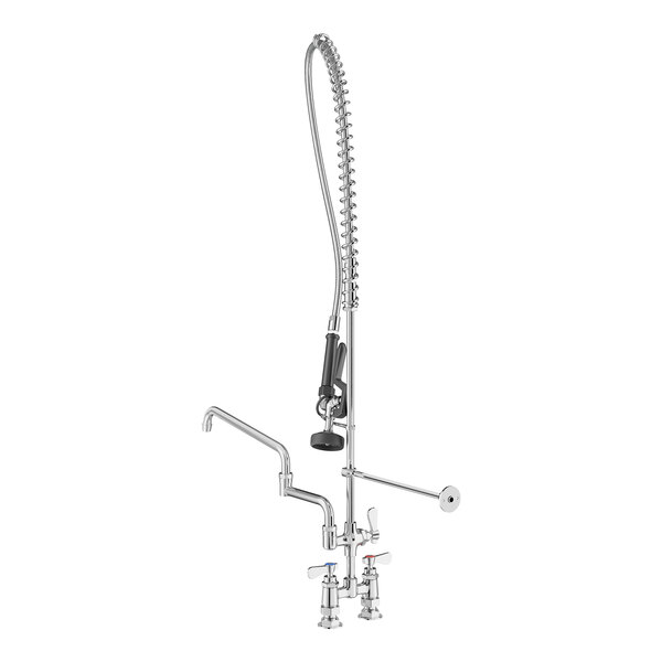 Regency 1.15 GPM Deck-Mounted Pre-Rinse Faucet with 4" Centers and 18" Double-Jointed Add-On Faucet