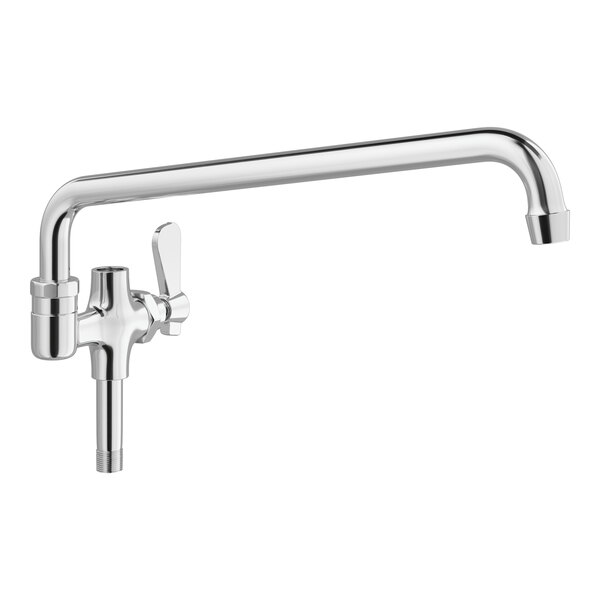 A Regency chrome add-on faucet with a long, silver swing spout.
