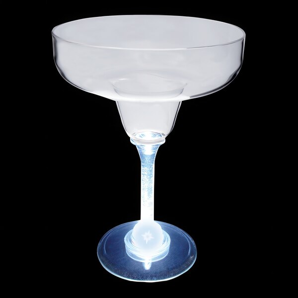 A 12 oz. plastic margarita glass with a light on the rim.