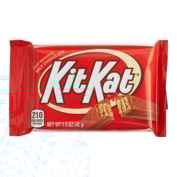 A red KIT KAT milk chocolate bar package on a white background.