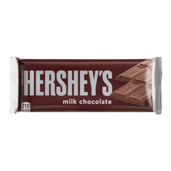 A HERSHEY'S milk chocolate bar in a package.