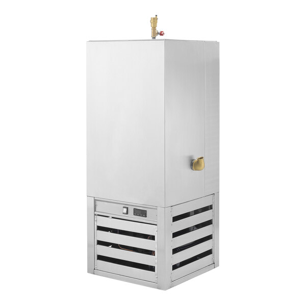A white rectangular Doyon water chiller tank with a vent.