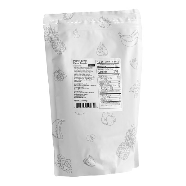 A white bag of Fanale Peanut Butter powder mix with a label on it.