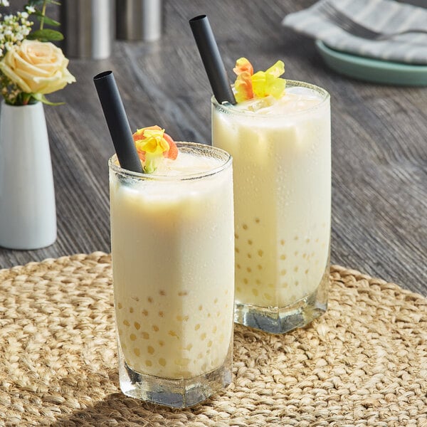 Two glasses of milk tea with Fanale Yogurt Popping Boba.