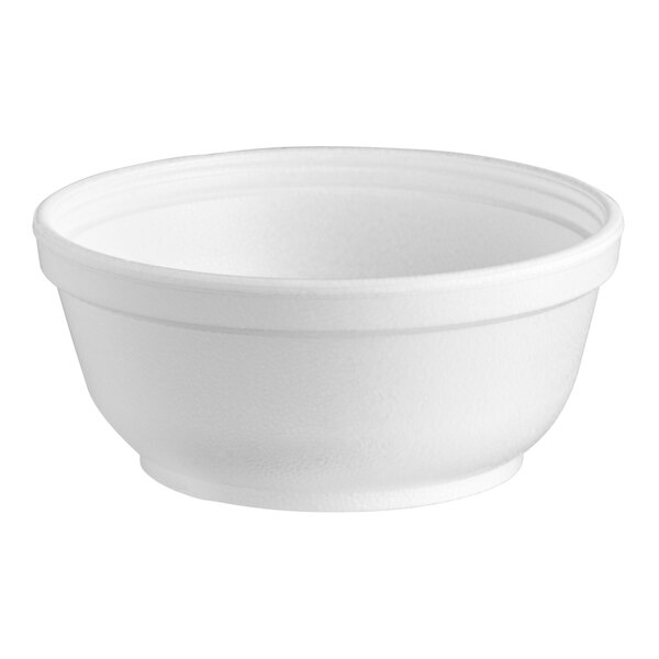 A white foam container with a white lid.