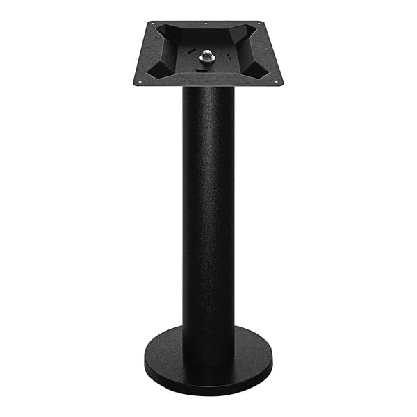 A FLAT Tech black metal bolt-down table base with a square column.