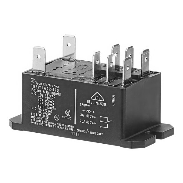 A black AllPoints compressor relay with silver metal terminals.