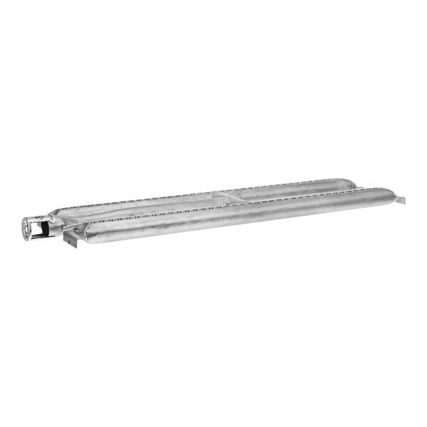 A white rectangular steel H-tube burner with holes.