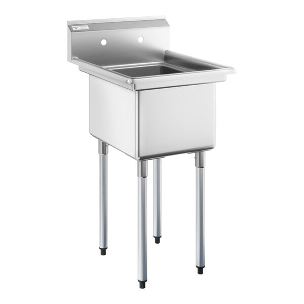 A Steelton stainless steel one compartment sink with legs.