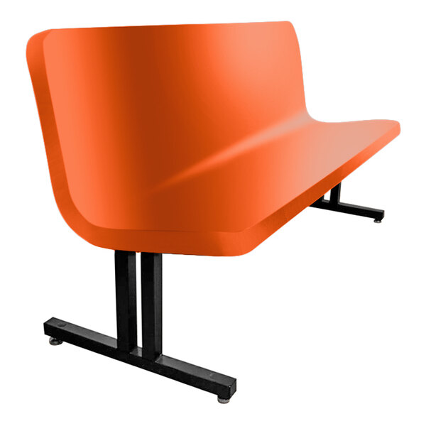 An orange Sol-O-Matic bench with black legs.