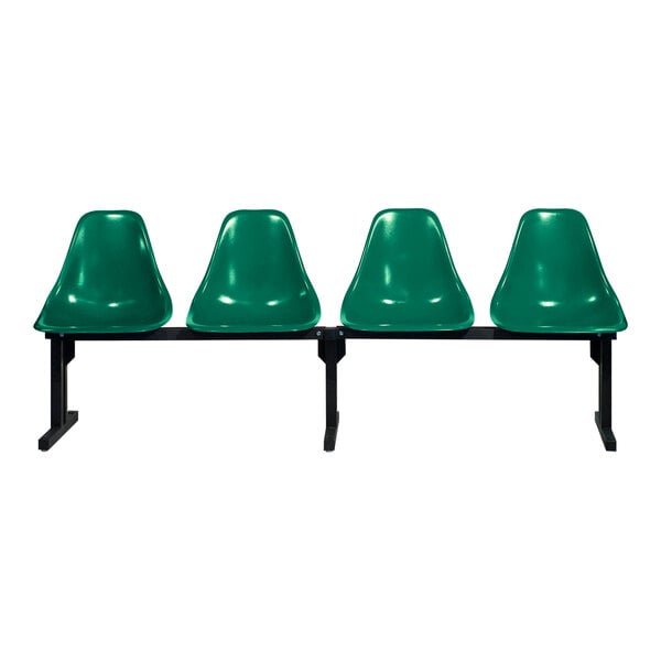 A Sol-O-Matic hunter green plastic chair with black legs.