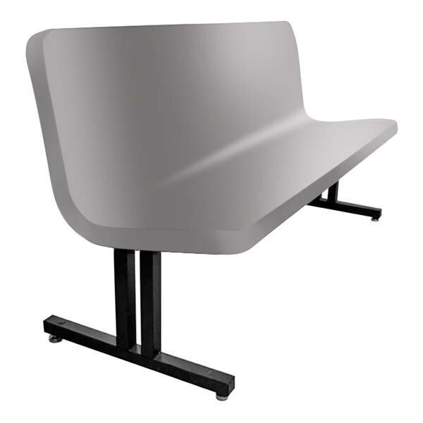 A grey Sol-O-Matic fiberglass bench with black legs.