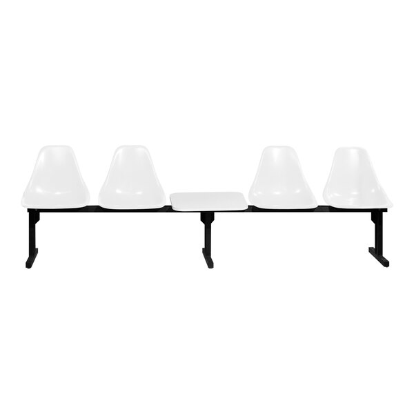 A white Sol-O-Matic modular seating unit with a table and three chairs.