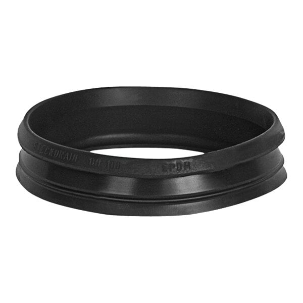 A black rubber gasket with a white background.