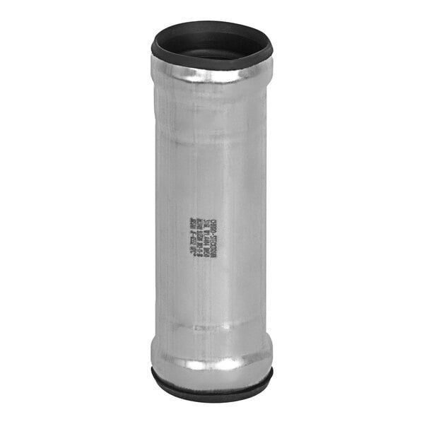 A stainless steel Josam slip coupling for a pipe.