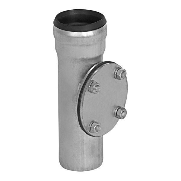 A Josam stainless steel pipe fitting with a round flange.