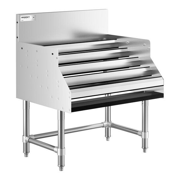 Regency Spec Line 30" Five-Tiered Stainless Steel Liquor Display Rack - 24" Deep