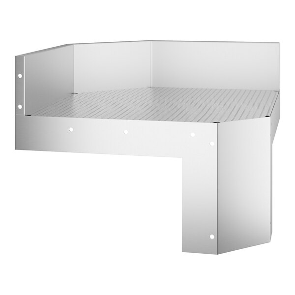 A white rectangular Regency metal shelf with metal corners.