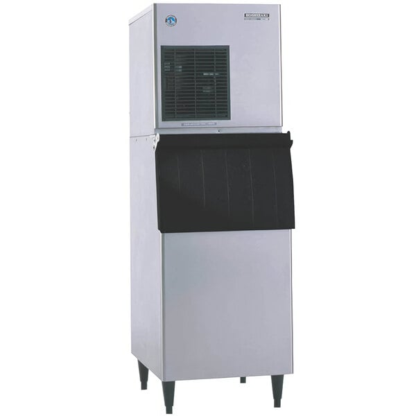 A white Hoshizaki air cooled ice machine with a black top.