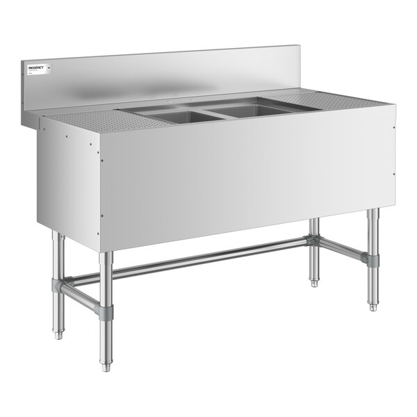 Regency Spec Line 48" x 24" Two Bowl Underbar Sink with Two 12" Drainboards